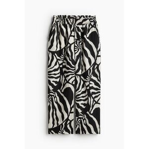 HM Premium Selection Natural Linen Wide Leg Pants Black White Swirl Shell M